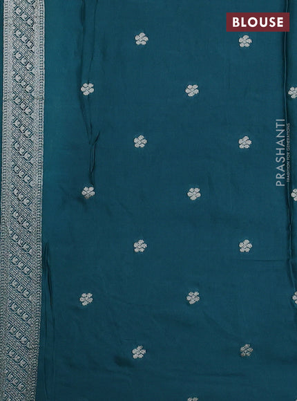 Art Mushru silk saree peacock blue with zari woven buttas and long zari woven border