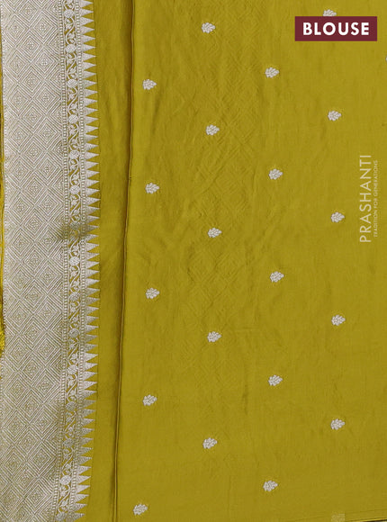 Art Mushru silk saree mustard yellow with allover paithani weaves and zari woven border