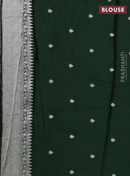 Art Mushru silk saree bottle green with allover paithani weaves and zari woven border
