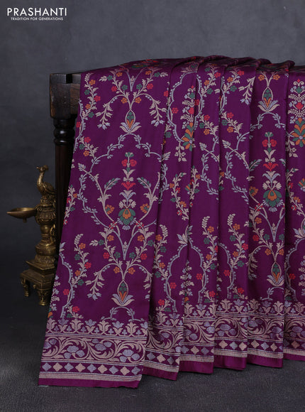 Art silk saree purple with alllover jamdhani weaves and zari woven border
