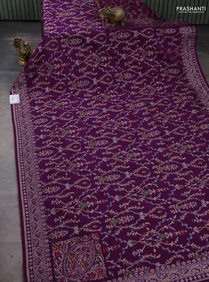 Art silk saree purple with alllover jamdhani weaves and zari woven border