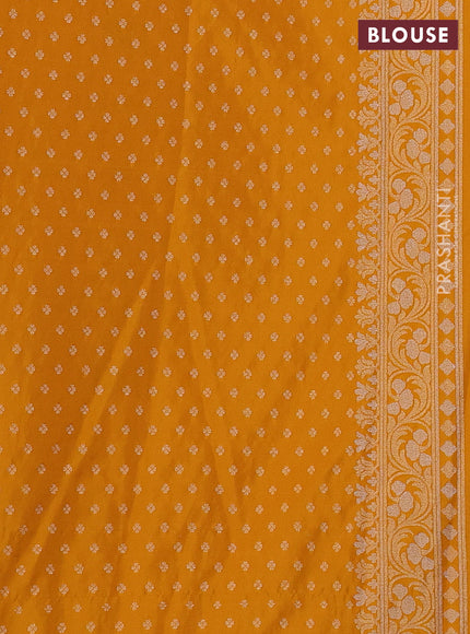 Art silk saree mango yellow with alllover jamdhani weaves and zari woven border