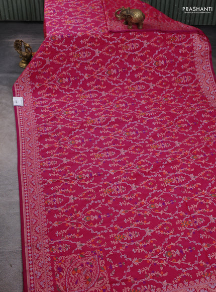 Art silk saree pink with alllover jamdhani weaves and zari woven border