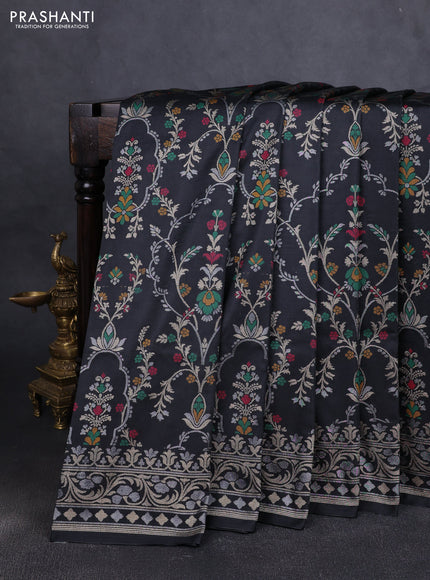 Art silk saree black with alllover jamdhani weaves and zari woven border