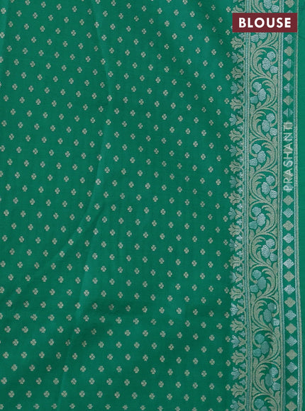 Art silk saree green with alllover jamdhani weaves and zari woven border