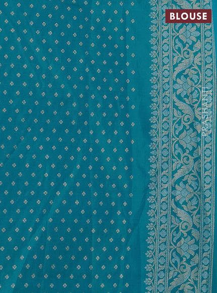 Art silk saree teal green with alllover jamdhani weaves and zari woven border