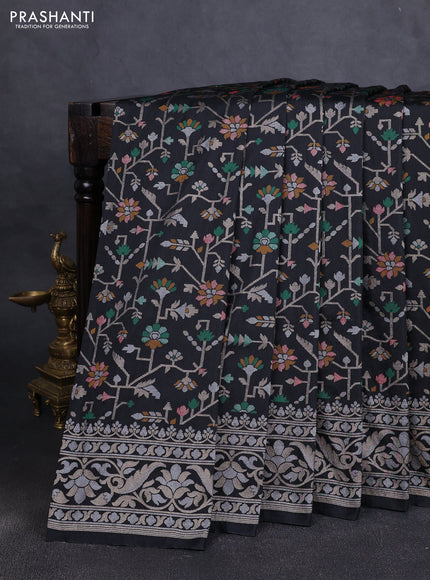 Art silk saree black with alllover jamdhani weaves and zari woven border