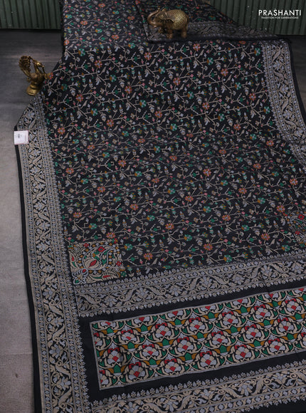 Art silk saree black with alllover jamdhani weaves and zari woven border