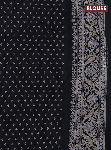Art silk saree black with alllover jamdhani weaves and zari woven border