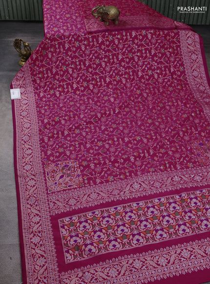 Art silk saree pink with alllover jamdhani weaves and zari woven border