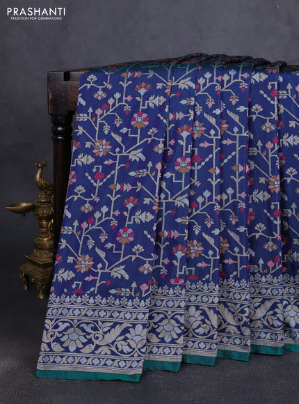 Art silk saree dual tone blue with alllover jamdhani weaves and zari woven border