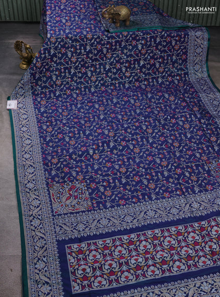 Art silk saree dual tone blue with alllover jamdhani weaves and zari woven border