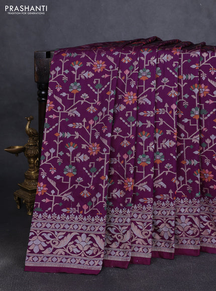 Art silk saree purple with alllover jamdhani weaves and zari woven border