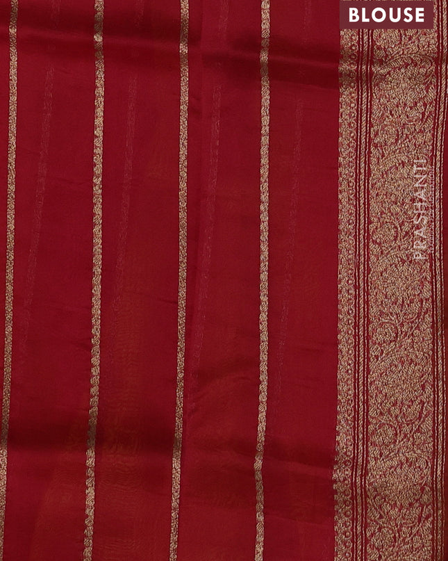 Banarasi organza silk saree mustard yellow and red with woven buttas and banarasi style border