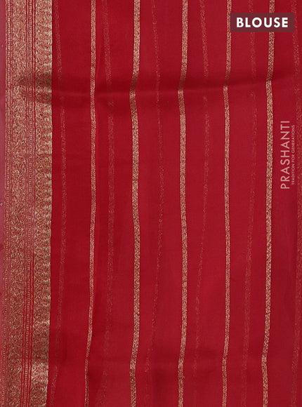 Banarasi organza silk saree cream and red with woven buttas and banarasi style border