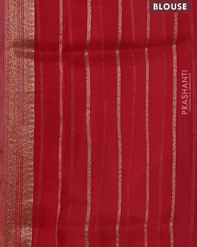 Banarasi organza silk saree cream and red with woven buttas and banarasi style border