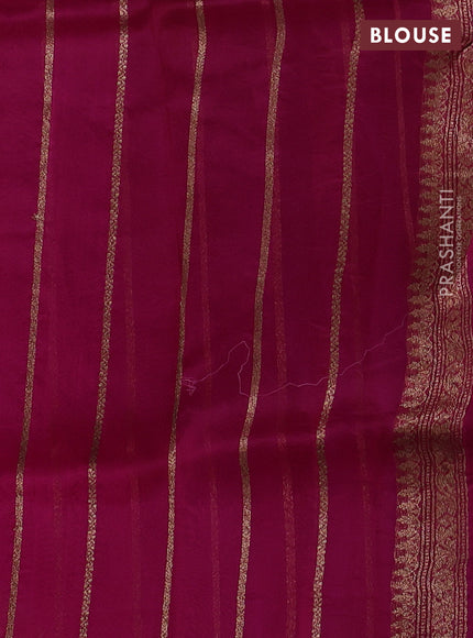 Banarasi organza silk saree violet and pink with woven buttas and banarasi style border