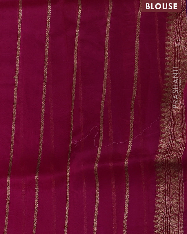 Banarasi organza silk saree violet and pink with woven buttas and banarasi style border