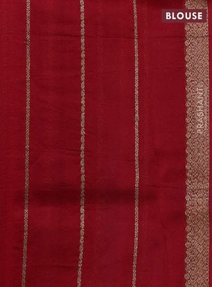 Banarasi organza silk saree cs blue and red with woven buttas and banarasi style border