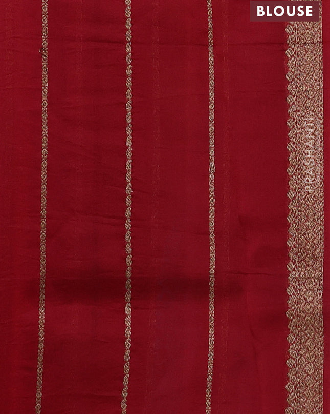 Banarasi organza silk saree cs blue and red with woven buttas and banarasi style border