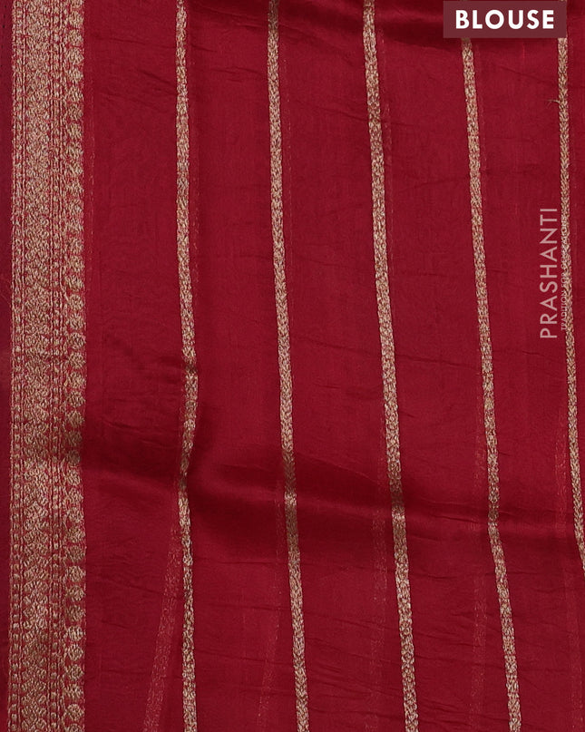 Banarasi organza silk saree deep wine and red with woven buttas and banarasi style border