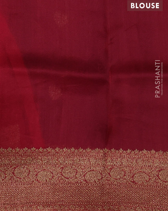 Banarasi organza silk saree wine shade and red with woven buttas and banarasi style border
