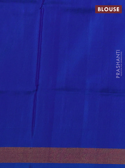 Pure uppada silk saree blue with silver & gold zari woven thilak buttas and jamdhani weaving pallu