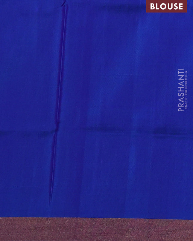 Pure uppada silk saree blue with silver & gold zari woven thilak buttas and jamdhani weaving pallu