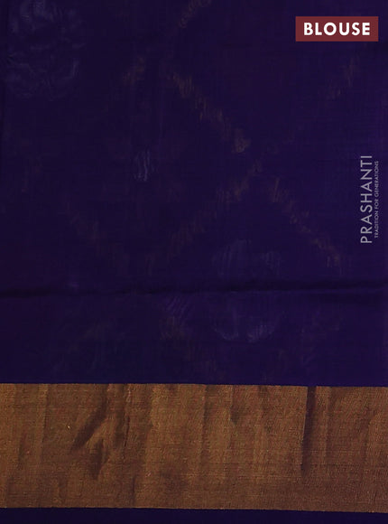 Pure uppada silk saree lavender and navy blue with silver & gold zari woven buttas and jamdhani weaving pallu