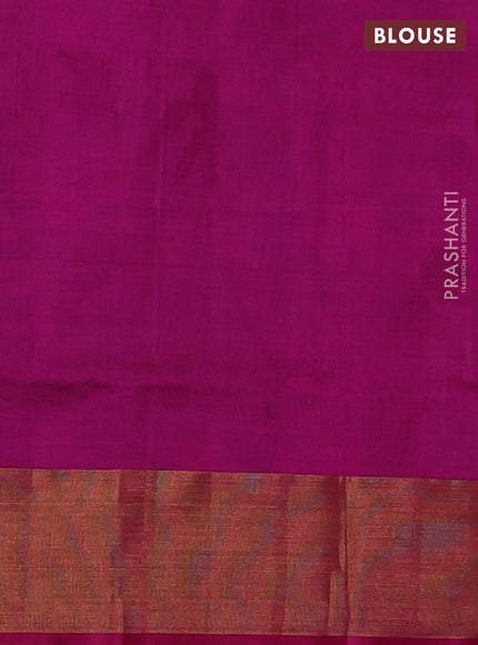 Pure uppada silk saree coffee brown and pink with silver & gold zari woven thilak buttas and jamdhani weaving pallu