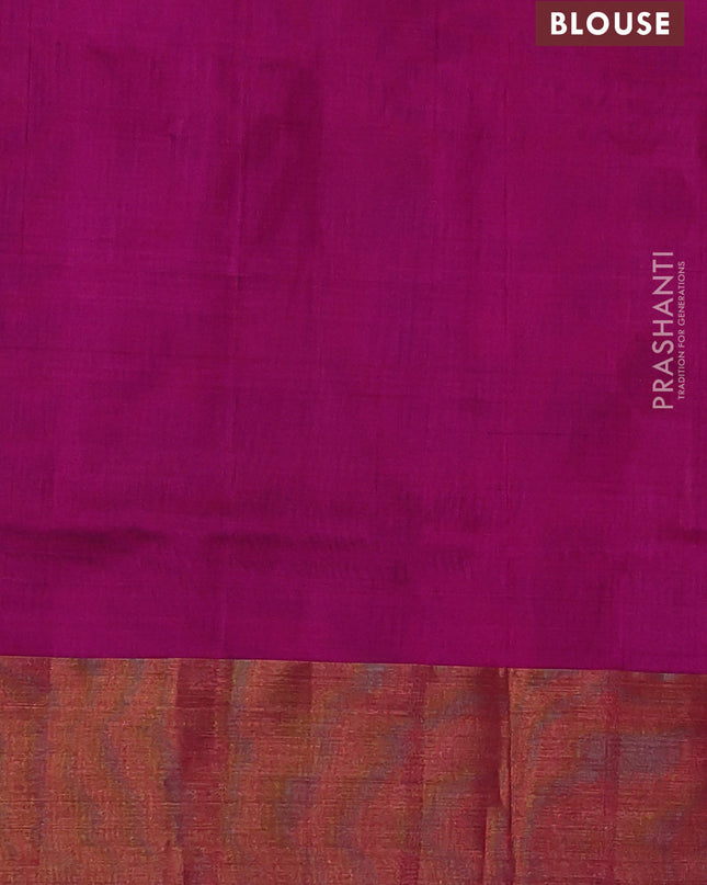 Pure uppada silk saree coffee brown and pink with silver & gold zari woven thilak buttas and jamdhani weaving pallu