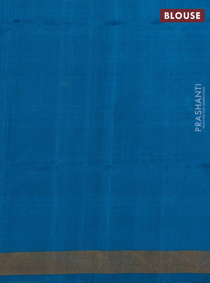 Pure uppada silk saree cs blue with silver & gold zari woven thilak buttas and jamdhani weaving pallu