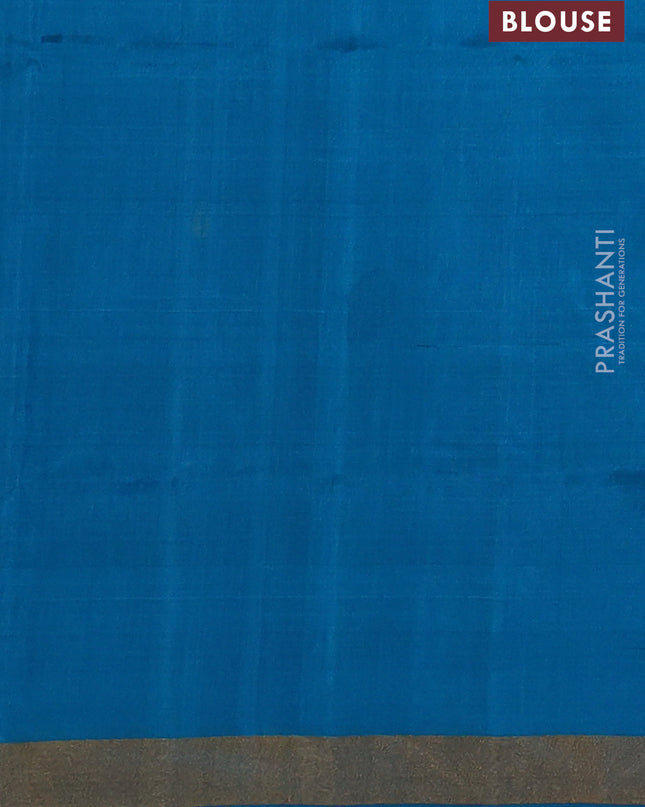 Pure uppada silk saree cs blue with silver & gold zari woven thilak buttas and jamdhani weaving pallu
