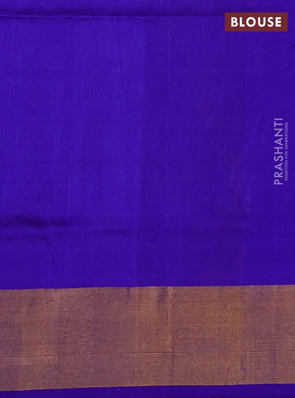 Pure uppada silk saree yellow and blue with silver & gold zari woven buttas and jamdhani weaving pallu