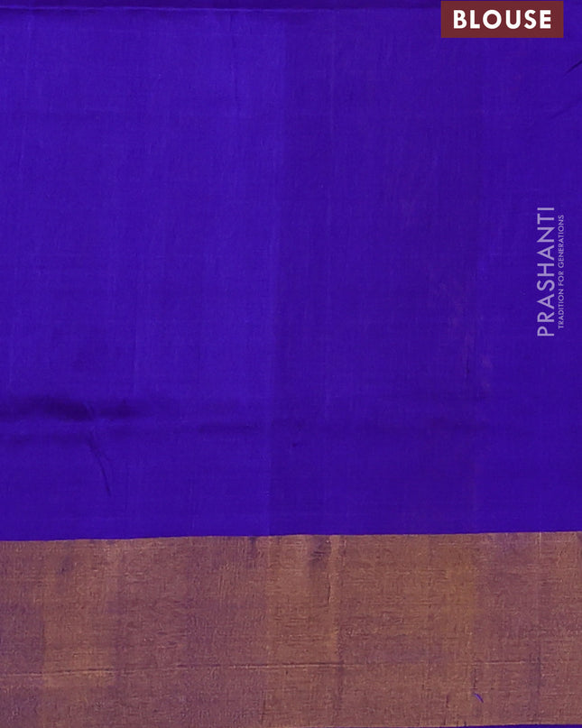 Pure uppada silk saree yellow and blue with silver & gold zari woven buttas and jamdhani weaving pallu
