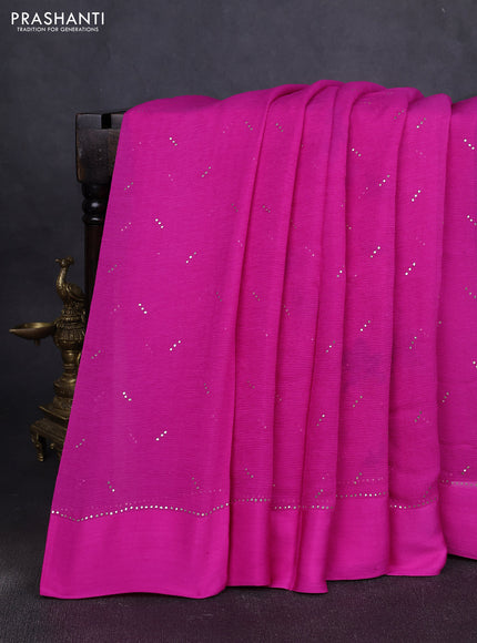 Pure chiffon silk saree pink with buttas and satin border & digital printed blouse