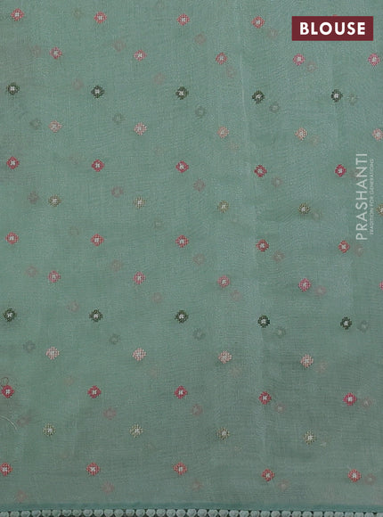 Chander tissue saree pastel green with embroidery work and floral embroidery border