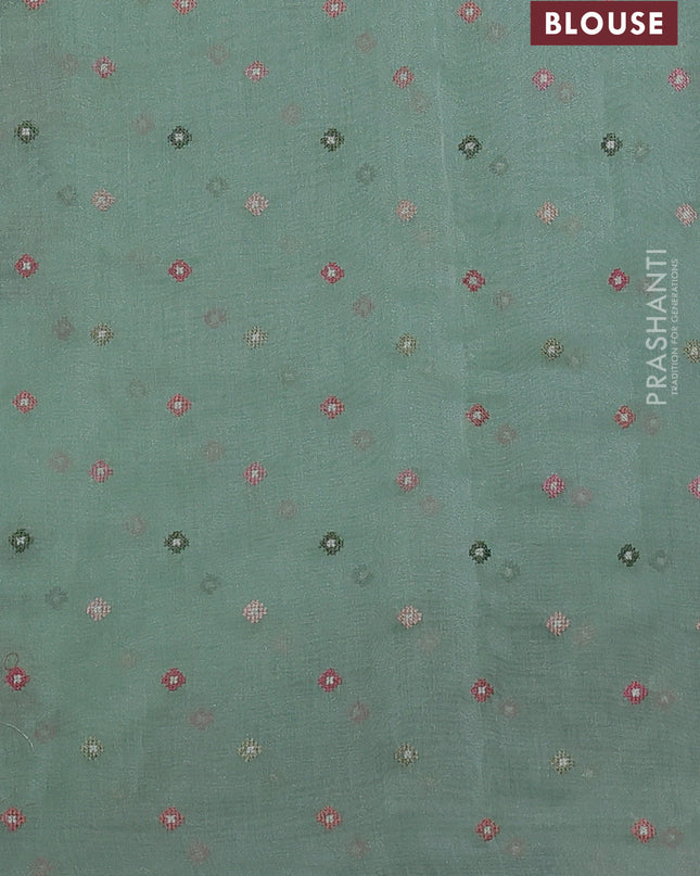 Chander tissue saree pastel green with embroidery work and floral embroidery border