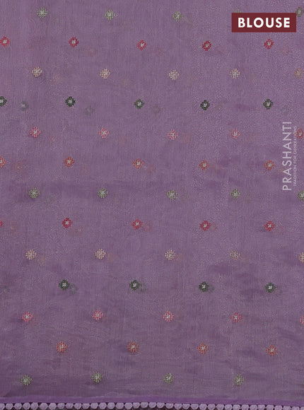 Chander tissue saree lavender with embroidery work and floral embroidery border