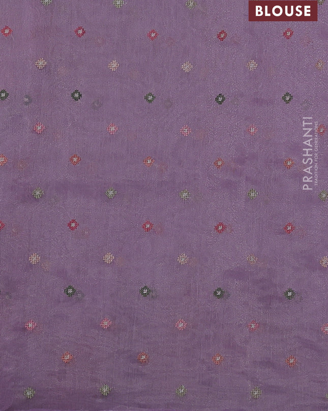 Chander tissue saree lavender with embroidery work and floral embroidery border