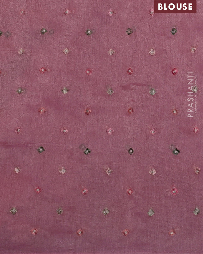 Chander tissue saree light pink with mirror embroidery work and floral embroidery border