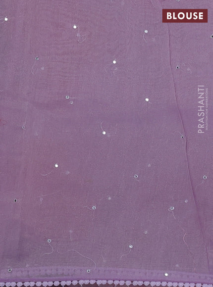 Chander tissue saree lavender with mirror embroidery work and floral embroidery border