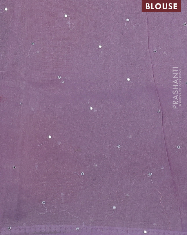 Chander tissue saree lavender with mirror embroidery work and floral embroidery border