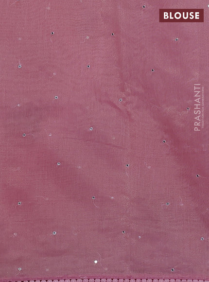 Chander tissue saree light pink with mirror embroidery work and floral embroidery border