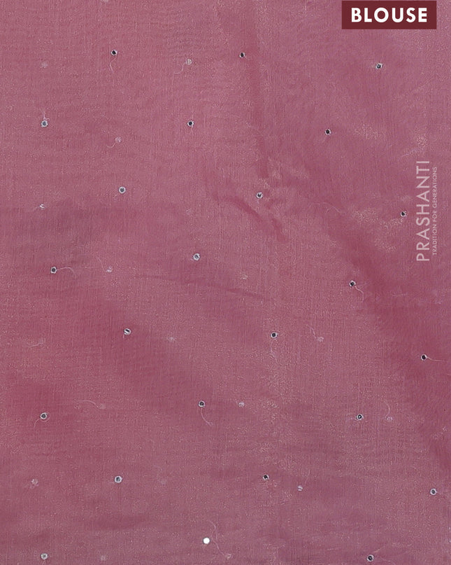 Chander tissue saree light pink with mirror embroidery work and floral embroidery border
