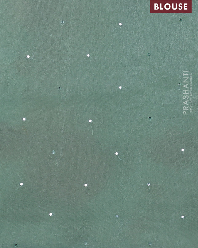 Chander tissue saree pastel green with mirror embroidery work and floral embroidery border