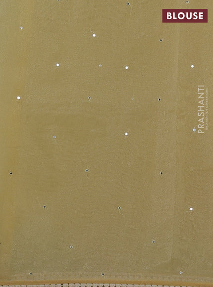 Chander tissue saree yellow with mirror embroidery work and floral embroidery border