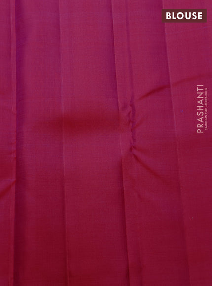 Pure kanchipuram silk saree pink with zari woven buttas and temple design zari woven border
