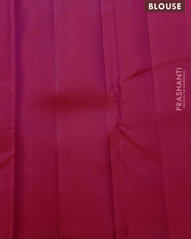 Pure kanchipuram silk saree pink with zari woven buttas and temple design zari woven border