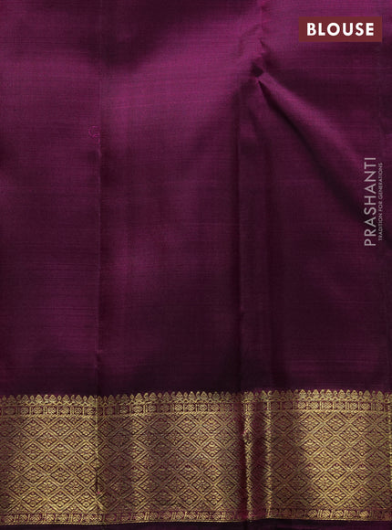 Pure kanchipuram silk saree dual tone pinkish orange and purple with zari woven buttas and rich zari woven border